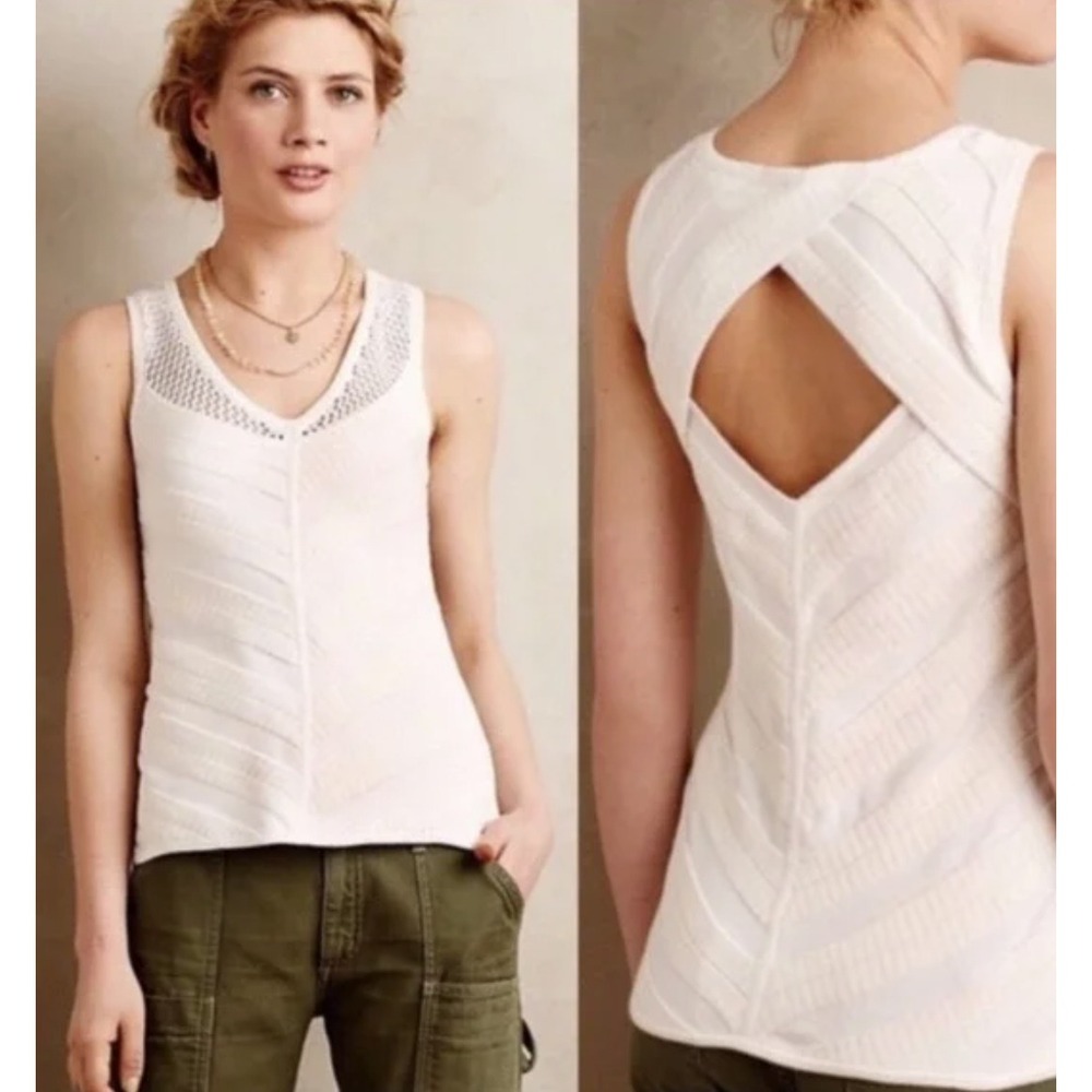 Anthropologie MOTH Crisscross V-Neck Sleeveless Tank‎ Top Womens Size M